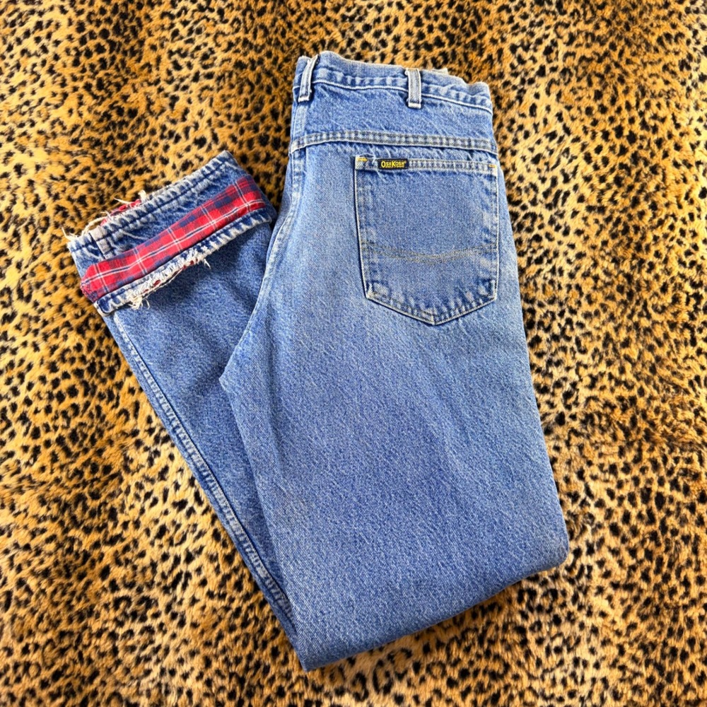 Vintage 80s OshKosh B'Gosh Flannel Lined Jeans Blue Denim USA Made 30x32 1455